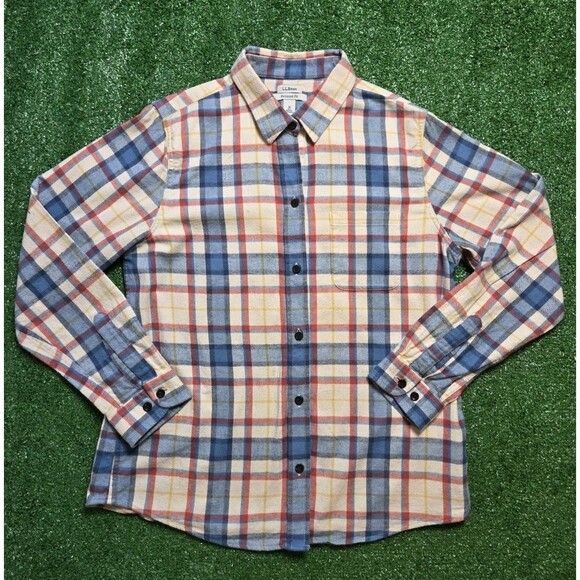 L.L.Bean Scotch Plaid Flannel Button Up Shirt (Women's M) - Picture 1 of 14